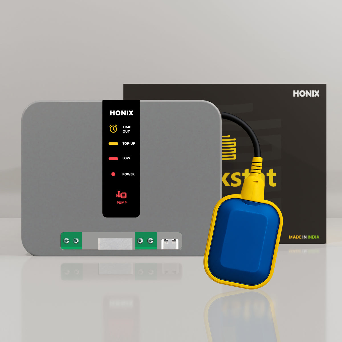 HONIX Fully Automatic Water Level Controller with Float Sensor | Automatic ON and Off | Overhead Tank Controller | Float Sensor, USB Adapter, USB Cable Included (Color-Grey, STC-Float-USB) | Tankstat STC-Float