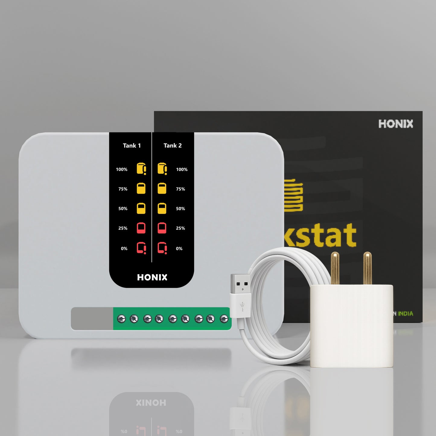 HONIX Tankstat DWLIA - Dual Tank Water Level Indicator with Alarm - Overflow Alarm and Low Level Alarm - Automute Alarm