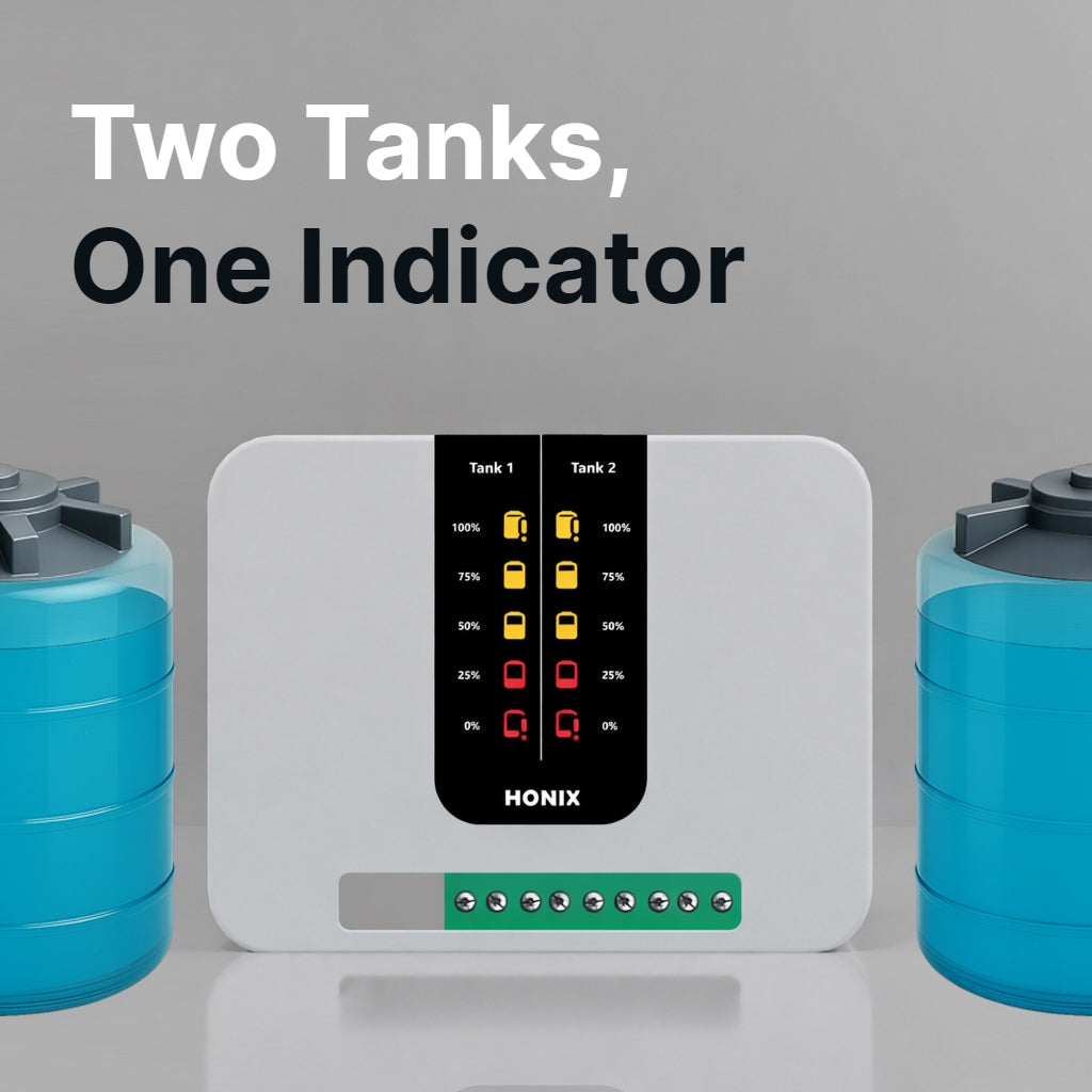 HONIX Tankstat DWLIA - Dual Tank Water Level Indicator with Alarm - Overflow Alarm and Low Level Alarm - Automute Alarm