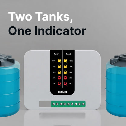 HONIX Tankstat DWLIA - Dual Tank Water Level Indicator with Alarm - Overflow Alarm and Low Level Alarm - Automute Alarm