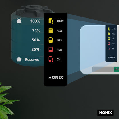 HONIX Water Level Indicator with Overflow Alarm and Low Level Alarm | 5 Level Indication | Auto-Mute Alarm | 5 Sensors | For Single Tank | Tankstat WLI