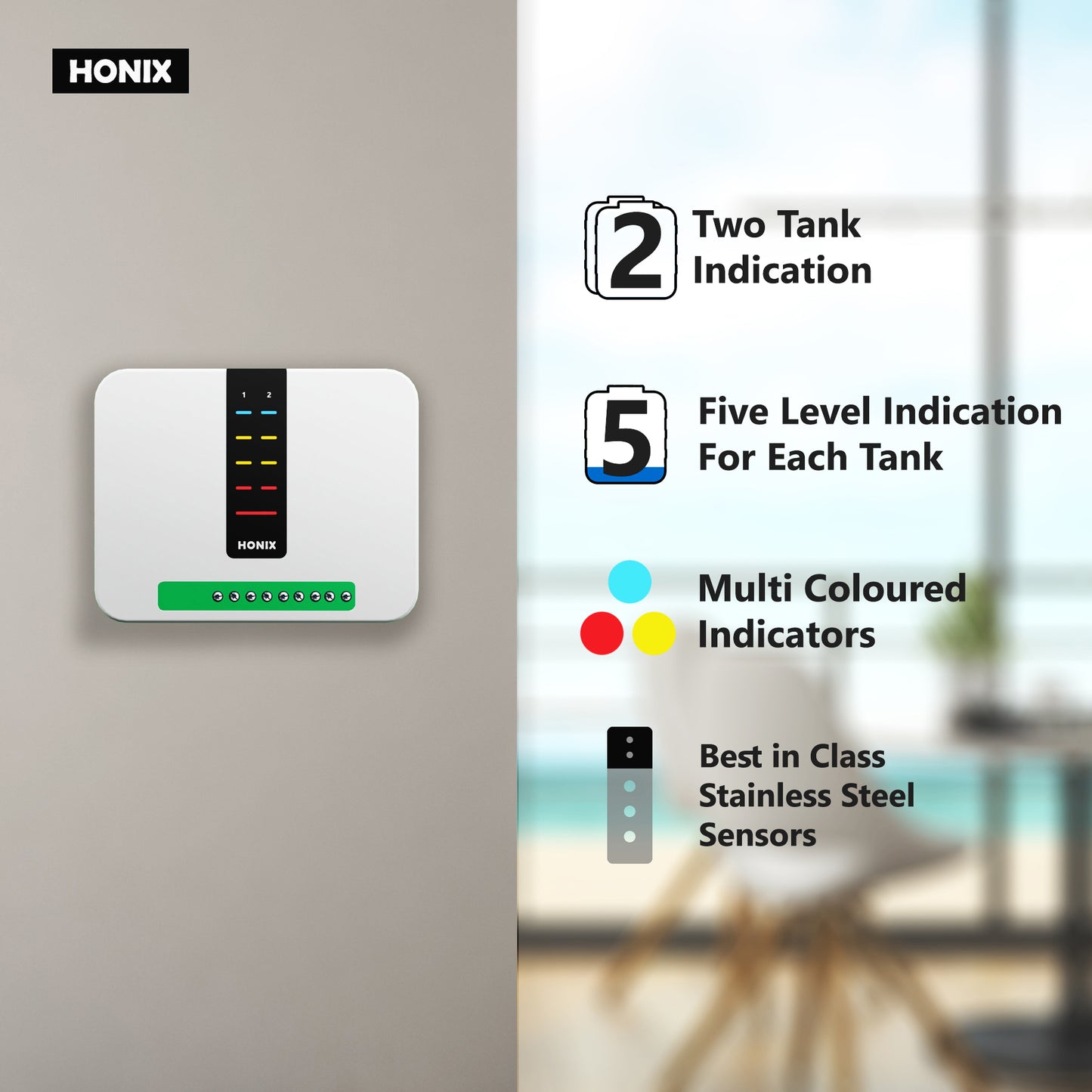 HONIX Tankstat DWLI - Dual Tank Water Level Indicator - NO ALARM