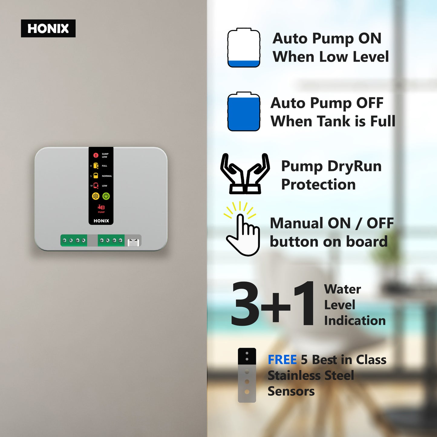 HONIX Tankstat DTC Dual Tank Water Level Controller with Dryrun Protection