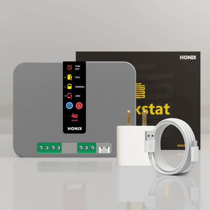 HONIX Fully Automatic Water Level Controller for Overhead Tank with Timer protection | 3 Sensors | 3 Modes | USB-C Powered | Tankstat STC
