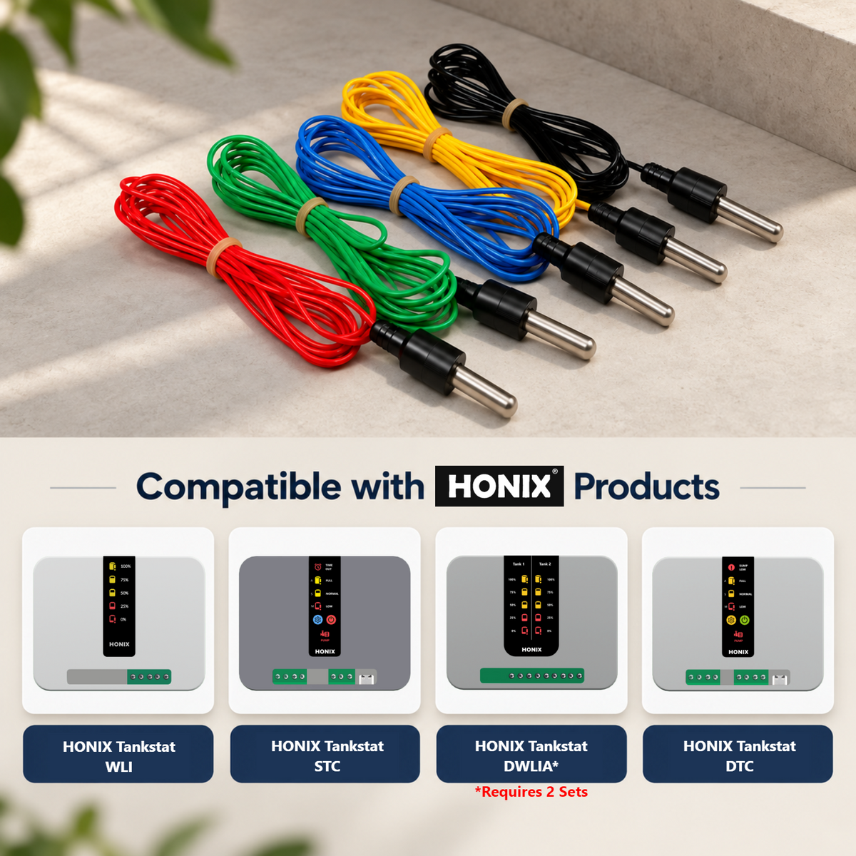 Stainless Steel Sensors for HONIX Tankstat Water Level Indicators and HONIX Tankstat Water Level Controllers - Set of 5 Sensors